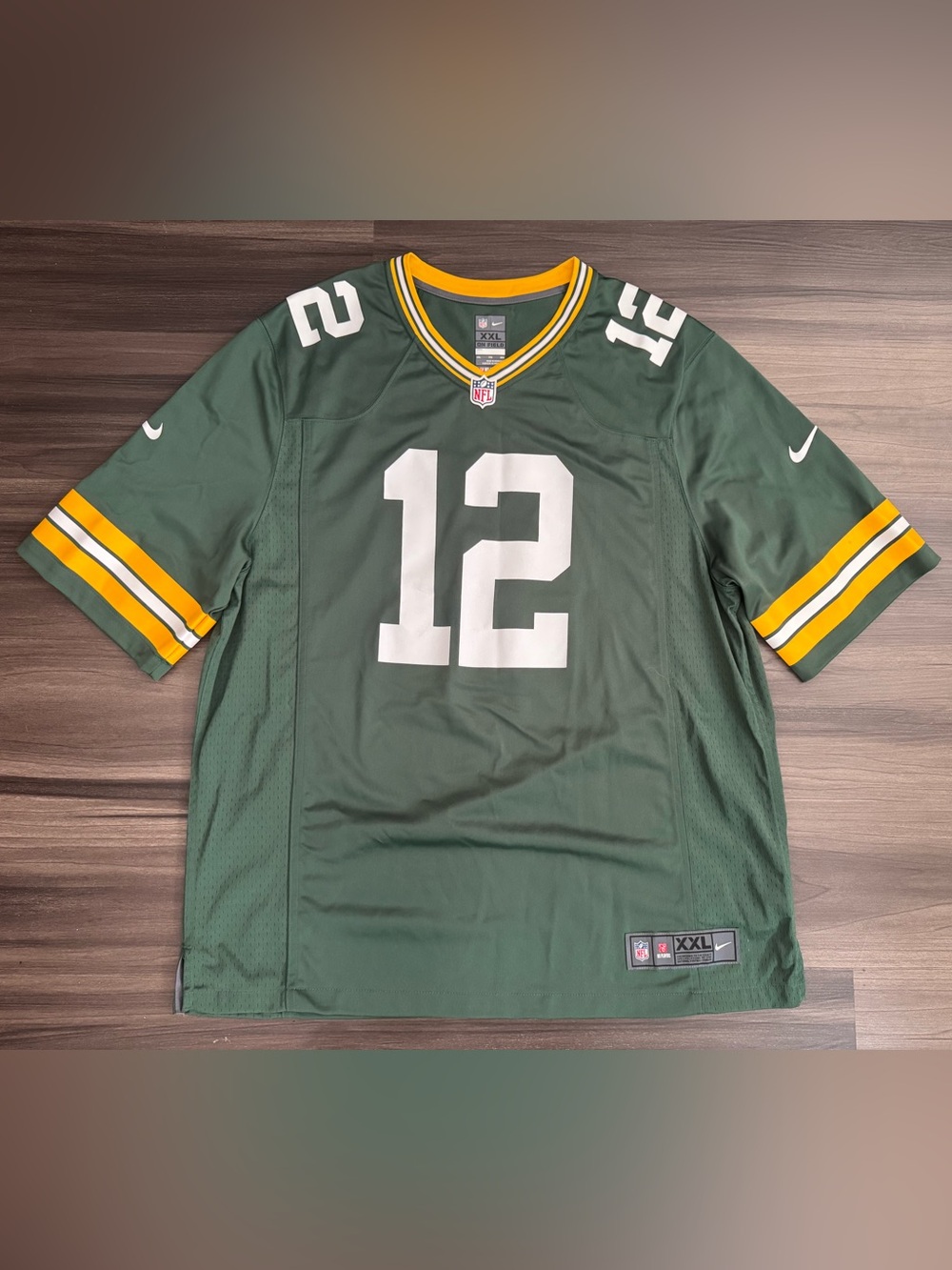 Nike Green Bay Packers Aaron Rodgers #12 NFL On Field Game Home Jersey Men’s 2XL